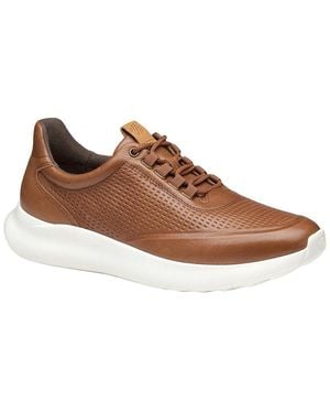 Johnston & Murphy Amherst 2.0 Embossed U-Throat Leather Trainer - Brown