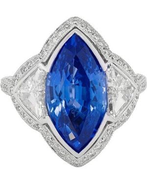 Diana M. Jewels Fine Jewellery 18k 1.41 Ct. Tw. Diamond Half-set Ring - Blue