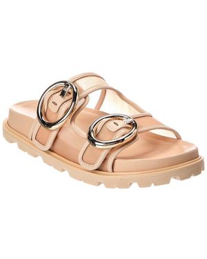 Stuart Weitzman Benni Mesh & Leather Sport Slide - Pink