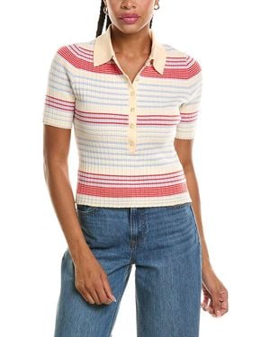 525 America Textured Stripe Polo Sweater - Blue