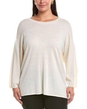 Marina Rinaldi Plus Badesse Wool-Blend Top - White