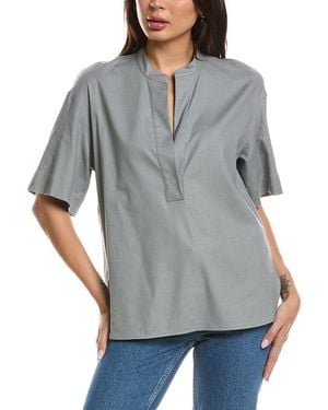 Vince Linen-Blend Top - Gray