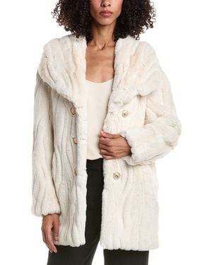 Joseph Ribkoff Faux Fur Textured Coat - Natural