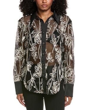 Beulah London Mesh Blouson Top - Black