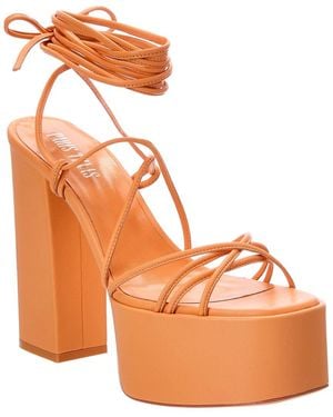 Paris Texas Malena Leather Platform Sandal - Orange