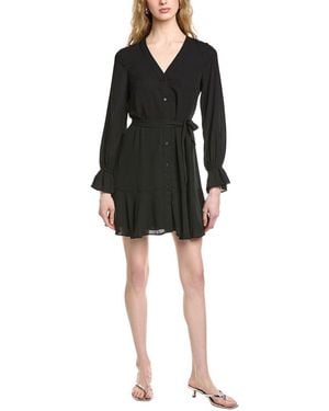Cece V-Neck Tie Waist Dress - Black