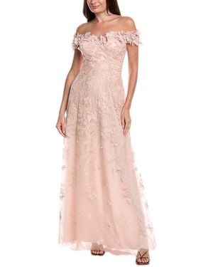 Teri Jon Butterfly Applique Gown - Pink