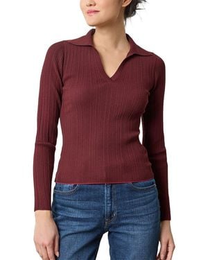 Lilla P Slim Fit Long Sleeve Rib Henley Jumper - Red