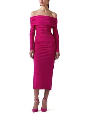Carolina Herrera Off-Shoulder Midi Dress - Red