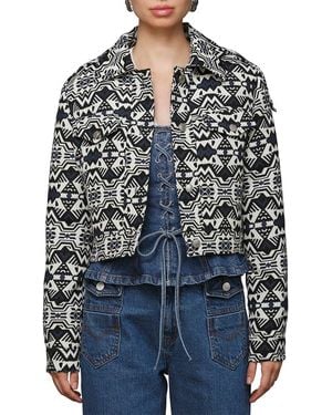 Avec Les Filles Cropped Trucker Jacket - Blue