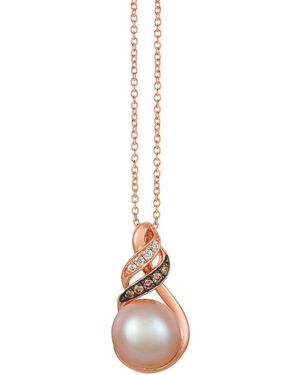 Le Vian Le Vian 14K Rose 0.06 Ct. Tw. Diamond & Pearl Pendant - White