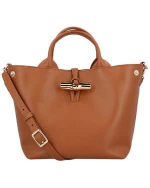 Longchamp Le Roseau Small Leather Handbag - Brown