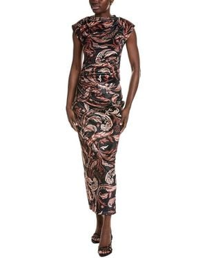 Hemant & Nandita Mock Neck Midi Dress - Brown