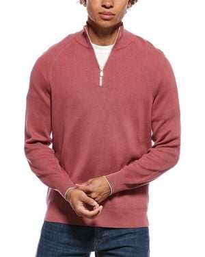 Brunello Cucinelli Mock Neck 1/4-Zip Jumper - Red