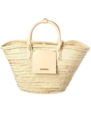 Jacquemus Soli Raffia & Leather Trim Tote - Natural