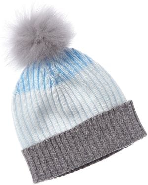Forte Cashmere Colorblocked Plaited Rib Cashmere Hat - Grey