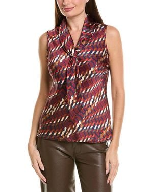 Tahari Hammer Satin Sleeveless Knit Top - Red