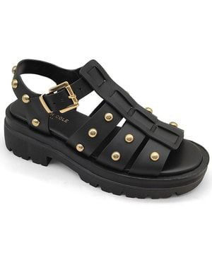 Kenneth Cole Herron Stud Leather Sandal - Black
