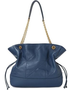 Tiffany & Fred Paris Quilted Lambskin Leather Tote Bag - Blue