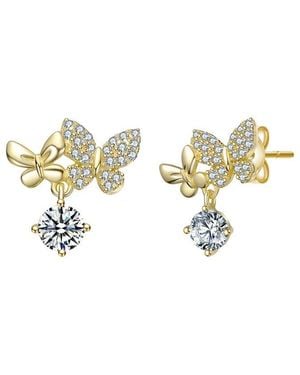 Rachel Glauber 14K Plated Cz Butterfly Earrings - White