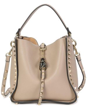 Tiffany & Fred Paris Pebbled Leather Bucket Bag - Natural