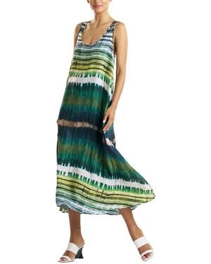 Natori Lana Silk Trapeze Tank Dress - Green