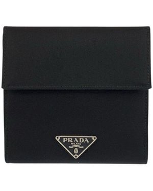 Prada Nylon Tessuto Logo Compact Wallet (Authentic Pre-Loved) - Black