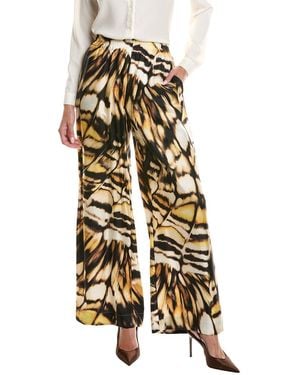 Oscar de la Renta Butterfly Silk Twill Wide Leg Pant - White