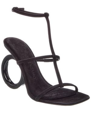 Ferragamo Elina X5 Suede Sandal - Black