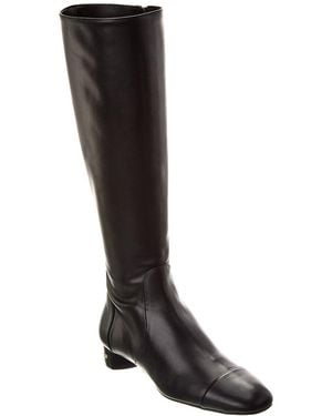 Stuart Weitzman Bridget Zip Leather Knee-High Boot - Black