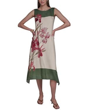 Halston Orchid Print Midi Dress - Multicolour