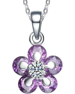 Genevive Jewelry Silver Cz Pendant - White