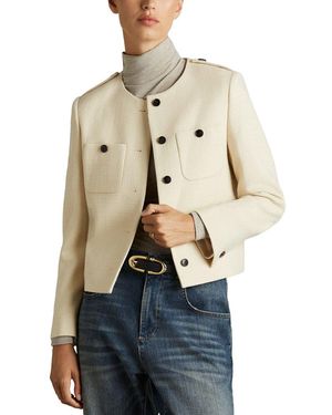 Reiss Blane Wool Cropped Jacket - Blue