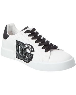 Dolce & Gabbana Portofino Leather Sneaker - Metallic