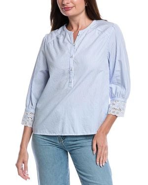 Sam Edelman Madelyn Lace Cuff Blouse - Blue