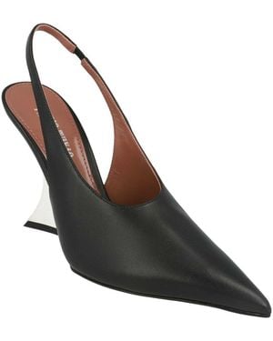 Paris Texas Nina Leather Slingback Wedge - Black