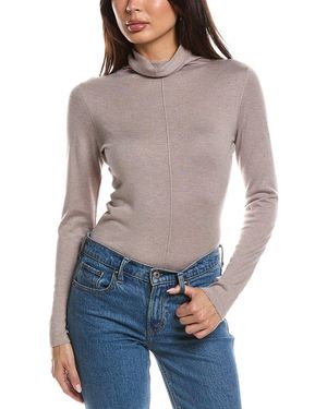 Forte Long Sleeve Seamed Funnel Neck Silk & Cashmere-blend Sweater - Gray