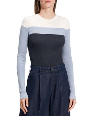 Theory Mirzi Silk Stripe Top - Blue