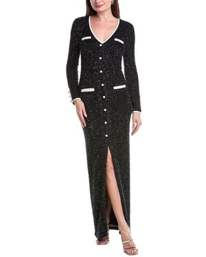 Black Halo Koa Tinsel Tweed Gown - Black