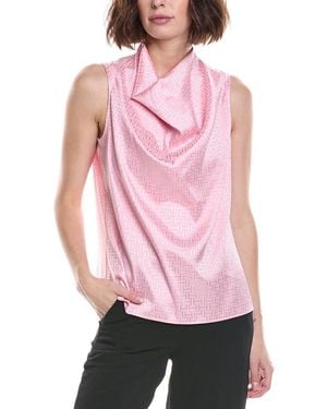 Halston Sleeveless Cowl Neck Monogram Top - Pink