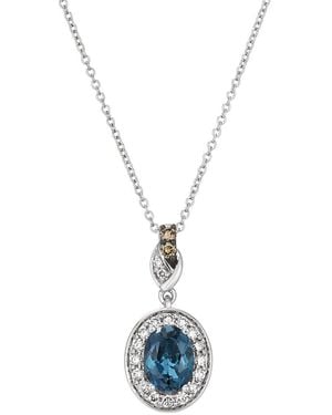 Le Vian Semi-Precious 14K 1.58 Ct. Tw. Diamond & London Topaz Pendant Necklace - Blue