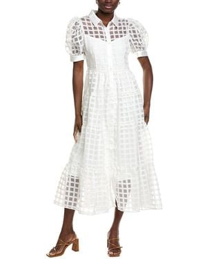 English Factory Gridded Organza Tiered Maxi Dress - White