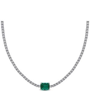 Rina Limor 15.91 Ct. Tw. Lab-Grown Emerald & Sapphire Necklace - Metallic