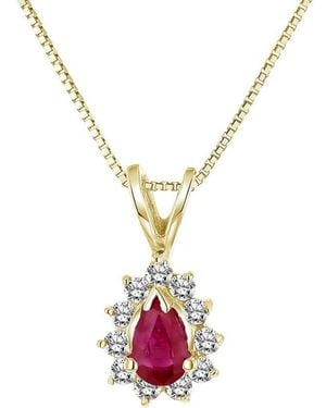 LEVARON 14K 0.35 Ct. Tw. Diamond & Ruby Necklace - White