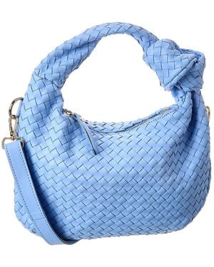 Isabella Rose Sylvie Hand-Woven Leather Shoulder Bag - Blue