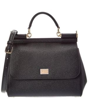 Dolce & Gabbana Sicily Large Leather Satchel - Black