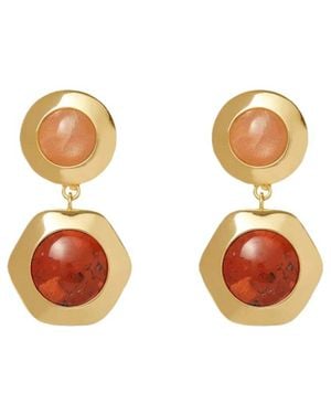 Trina Turk Plated Geo Bezel Jewel Clip On Earrings - Orange