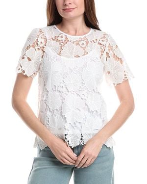 Vince Camuto Crochet T-Shirt Blouse - White