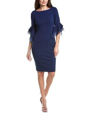 Adrianna Papell Knit Crepe Tiered Sleeve Dress - Blue