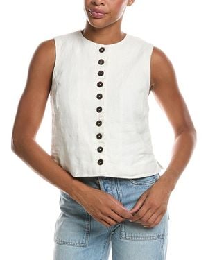 Madewell Button Front Linen Shell Top - White